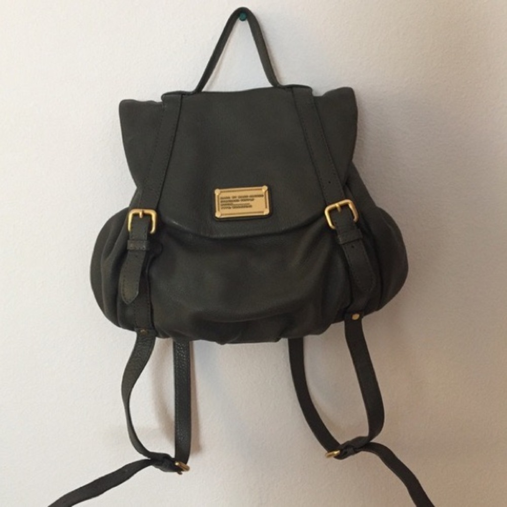 Marc by Marc Jacobs Black Leather Backpack with Gold Hardware